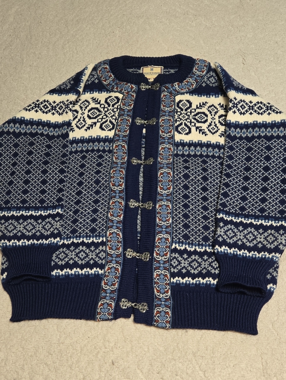 Dale of Norway Navy and White Nordic Toggle Cardigan